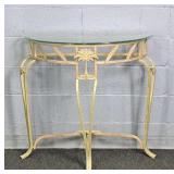 Painted Metal Palm Tree Motif Half Round Table