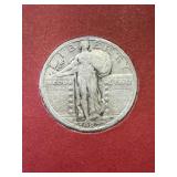 1927 Standing Liberty Silver Quarter & Ww2 Stamp