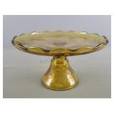 Vintage Amber Glass Pedestal Cake Stand
