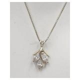 Sterling Silver 20in Cz Necklace Tw 4.2g
