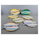 7x The Bid Hand Made Fish Plates