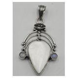 .925 White Opal Rainbow Moonstone Pendant