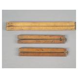 3x The Bid Antique Wooden Folding Rulers
