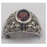 Sterling Silver Red Gemstone Ring Sz 7