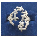 Sterling Silver Multi Cross Ring Adjustable