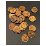 Lot Of Bright Red Uncirculated Wheat Cents -