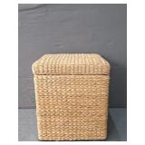 Cloth Lined Natural Wicker Storage Ottoman
