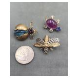 Czech Insect Beetle Brooch Pin (eyes Missing