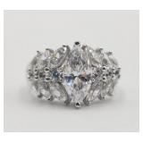 Sterling Silver Marquise Cut Cz Stones Engagement