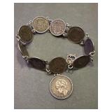 Silver Bracelet 10 Netherlands Silver Coins 1920s