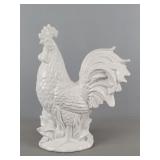 Decorative White Ceramic Rooster Statue