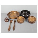 Vintage 9pc Wood Salad Serving Set