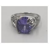 Purple Stone Cocktail Ring Sz 10