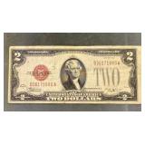1928 $2 Red Seal Bearer Note Off Center
