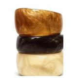 3 Stackable Chunky Acrylic Resin Bangle Bracelets