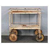Vintage Metal Hospital Cart W/ Rubber Tires