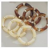 6 New Stackable Chunky Acrylic Bangle Bamboo