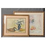 Lot Of 2 Watercolor Still Lifes