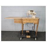 Singer Mid Century Sewing Machine W/ Wood Cabinet