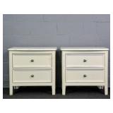 2x The Bid Painted Solid Wood 2 Drawer Night Stand