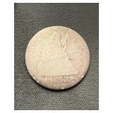 1853 Liberty Seated Silver Quarter W Rays