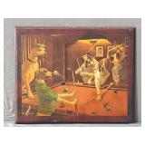 Vintage Dogs Playing Pool Print On Wood
