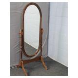 Solid Wood 3/4 Length Rotating Oval Mirror W/stand