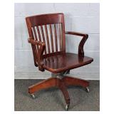Solid Mahogany Rolling Adj Ht Office Chair