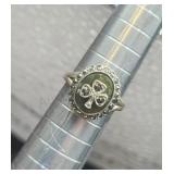 Sterling Silver  Connemara Marble Shamrock  Ring
