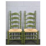 2x The Bid Painted Wood Rush Bottom Accent Chairs