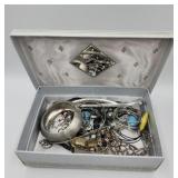 Vintage Jewelry Box With Jewelry Contents .