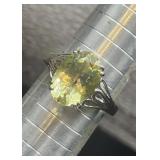 Pale Green Rhinestone Ring Sz 10
