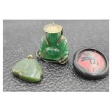 Vintage Jewelry Findings Jade Green Lucite Buddha