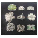 9 Nice Fashion Rings Assorted Sizes Display Not