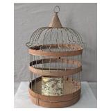 Vintage Handmade Metal Birdcage W/ Perch