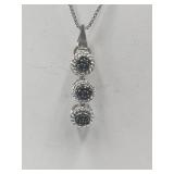 Black Diamond Sterling Silver 17in Necklace
