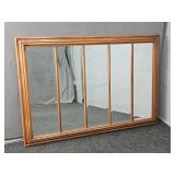 Vintage Wood Frame Wall Hung Beveled Mirror