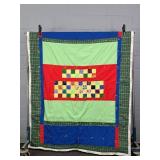 Vibrantly Colore Handmade Patchwork Fullsize Quilt