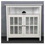 Painted Mfg Wood Console W/ Glass Dr Storage