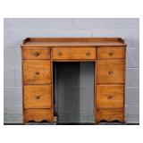Vintage Pine Wood Kneehole Desk
