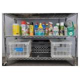Lot Of Cleaning Chemicals With Storage Crates