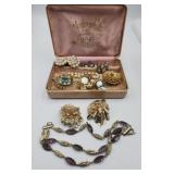 Vintage Brooches Pins Bracelets Clipon Earrings