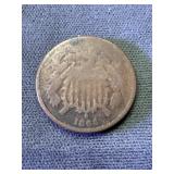 1864 Civil War 2 Cent Piece - Dug