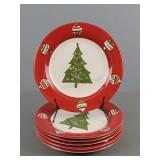 6 Pc Gibson Christmas Tree 11' Dinner Plate