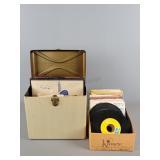 Lot Of Asstd 45 Records In Metal Case
