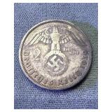 1939 Third Reich Germany 2 Reichsmarks Silver
