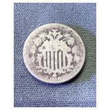 1866 Civil War Era Shield Nickel With Rays