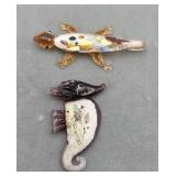 Hand Blown Glass Pendants Seahorse And Lizard/