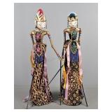 2x The Bid Indonesian Rod Puppets In Orig Box
