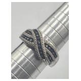 Black Diamond Sterling Silver Ring Sz 7 Tw 4.7g